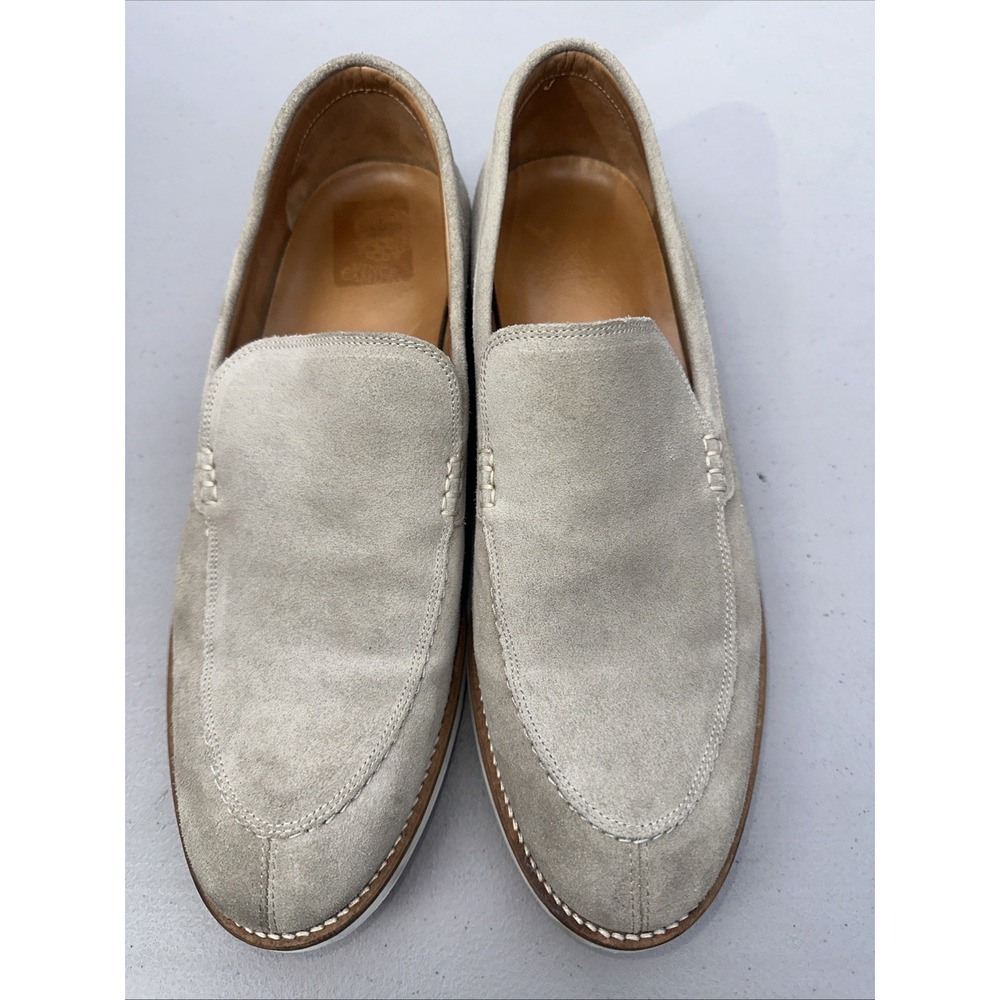 Vince Camuto Mens Loafers Cream Suede Leather 10.5